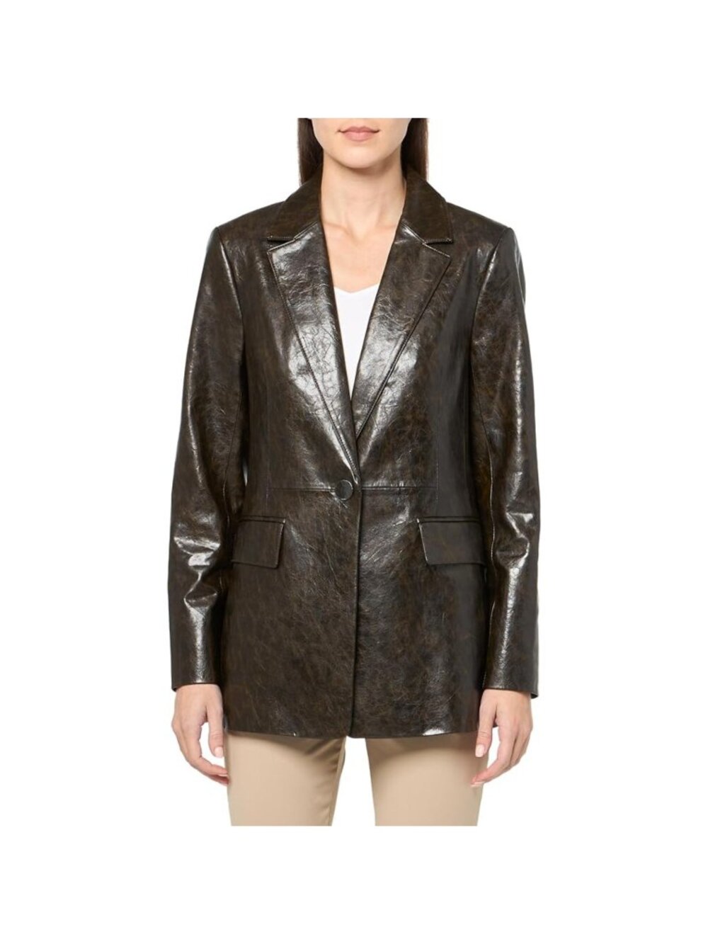 $498 Kobi Halperin - XL Women's‎ Brown Savvy Faux Leather Coat Jacket